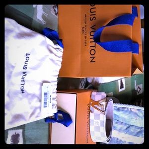 Authentic white checkered Louis Vuitton belt.